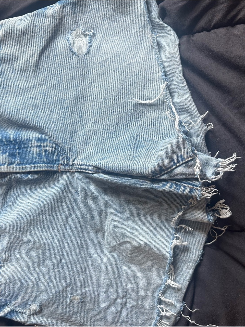 Express Light Blue Distressed Jean Shorts